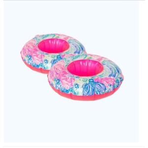 Lilly Pulitzer Drink Floaty Pair NEW Beach Please Pool beer soda float holder